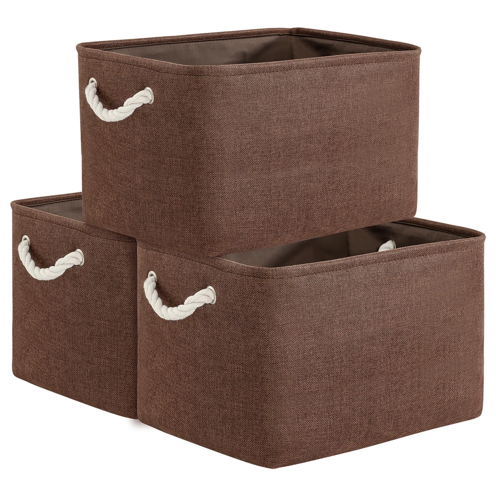 TheWarmHome Organization and Storage Basket for Shelves - 3 Pack 16x12x12 inch Fabric Storage Cubes, Cube Storage Bin for Organi