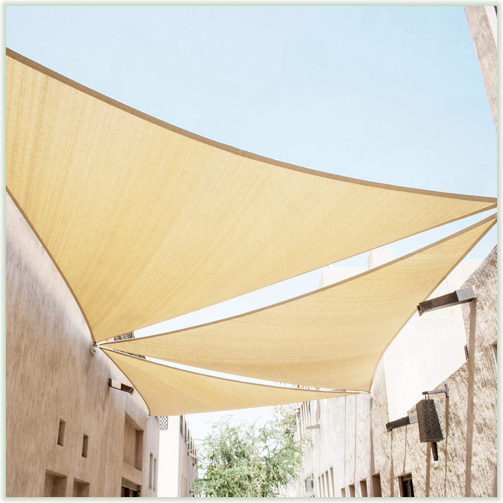 Colourtree 12' X 12' X 12' Beige Triangle Ctapt12 Sun Shade Sail Canopy Mesh Fabric Uv Block Upf50 - Commercial Heavy Duty - 190