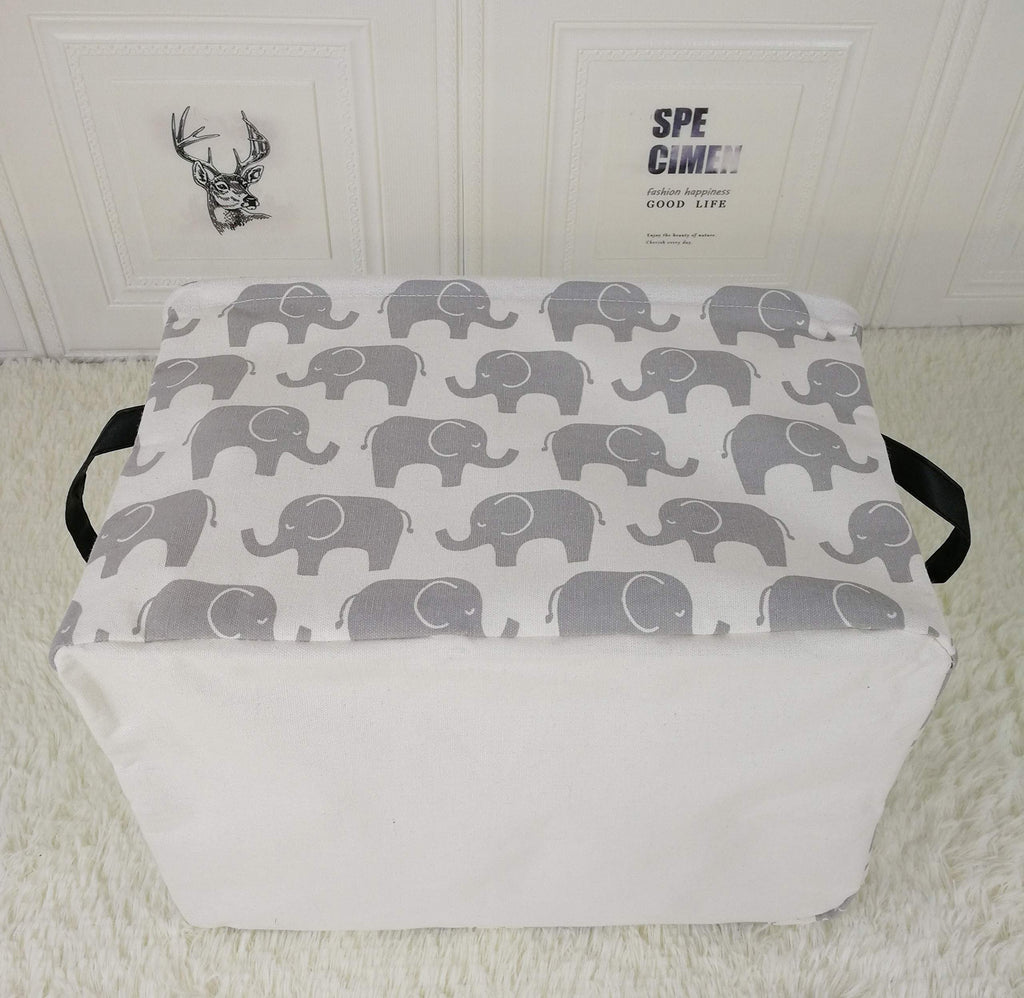 Huayee Rectangular Storage Bin Shelf Basket Canvas Fabric Toy Box,Waterproof Coating Nursery Hamper With Handles,Gift Basket For
