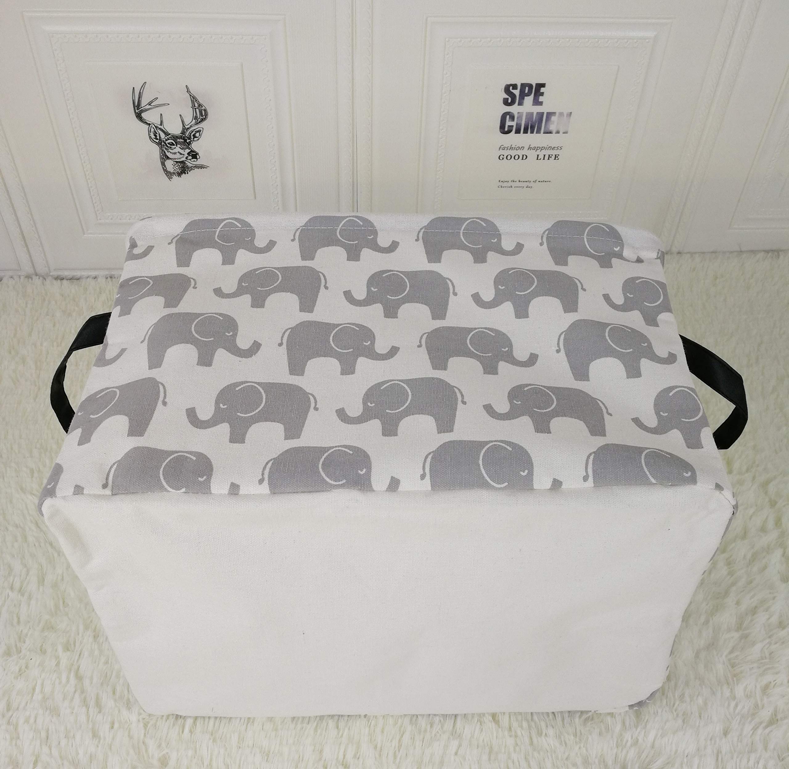 Huayee Rectangular Storage Bin Shelf Basket Canvas Fabric Toy Box,Waterproof Coating Nursery Hamper With Handles,Gift Basket For