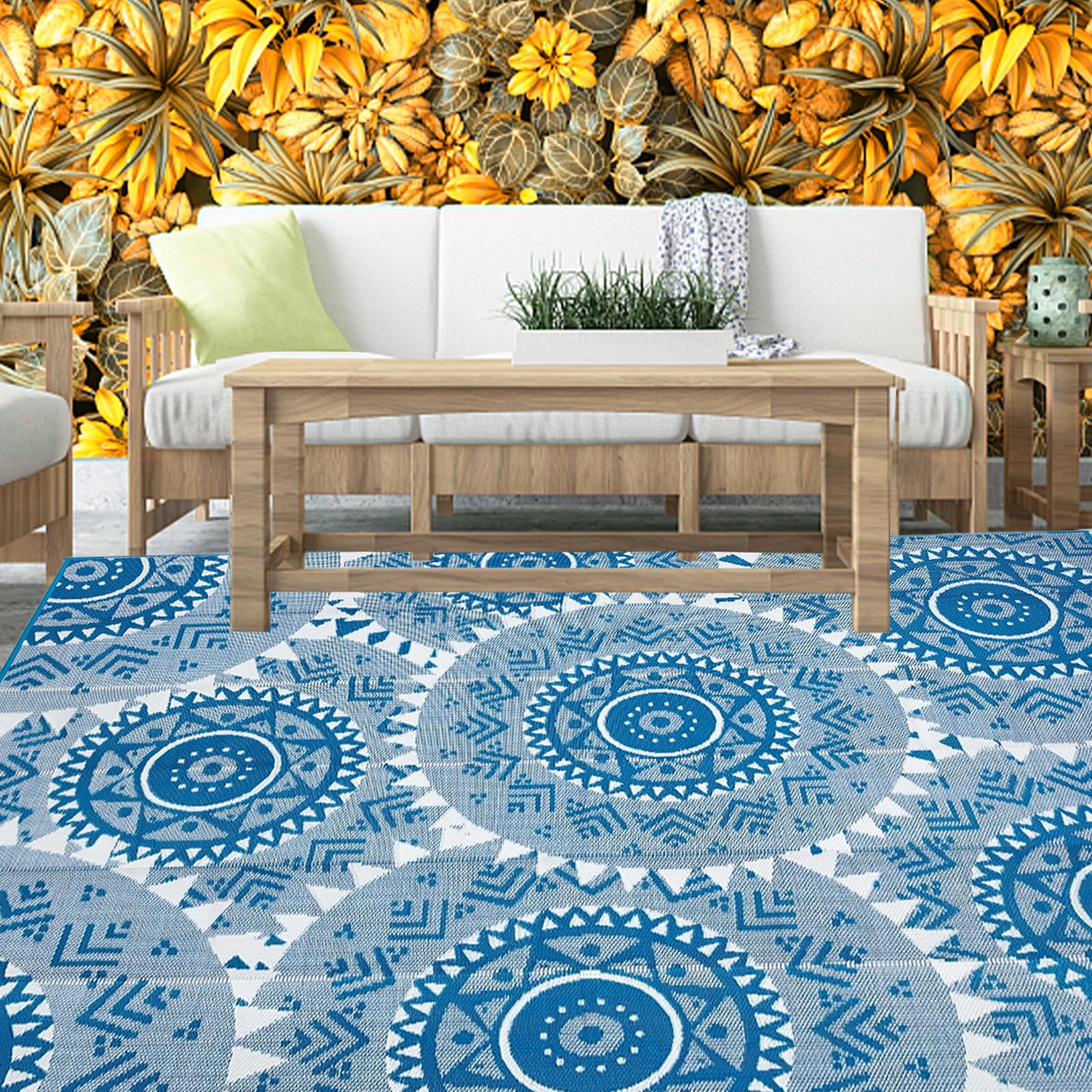 Outdoor Rug 9x12 Clearance Waterproof Patio Rugs Navy Blue Outdoor Rugs Camping Rugs for Outside Your Rv Plastic Straw Rug Boho 
