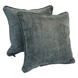 Blazing Needles Corded Square Jacquard Chenille Throw Pillow, 18", Grey Solid 2 Count