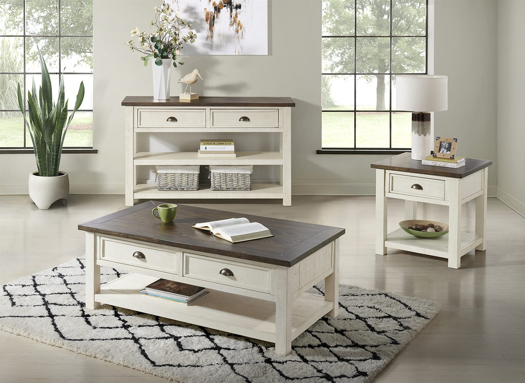 Martin Svensson Home Monterey Solid Wood End Table White With Grey Top