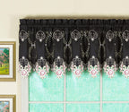 Today'S Curtain Verona Reverse Embroidery Tailored Valance, 18', Black/Rose, 70' W X 18' L