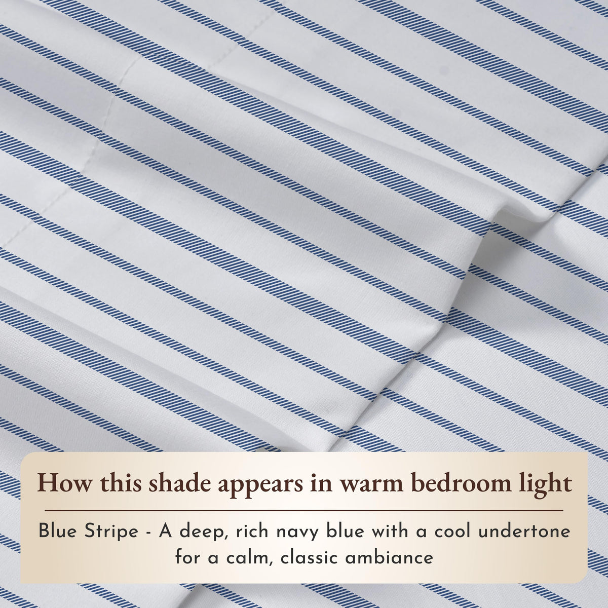 California Design Den Full Sheet Set Stripe, 100% Organic Cotton Percale Sheets, Deep Pocket Full Sheets & Pillowcase Set - Blue Stripe