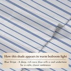 California Design Den Blue Stripe Twin Sheet Set, 100% Organic Cotton Percale Sheets, Deep Pocket Twin Sheets & Pillowcase Set - Blue Stripe