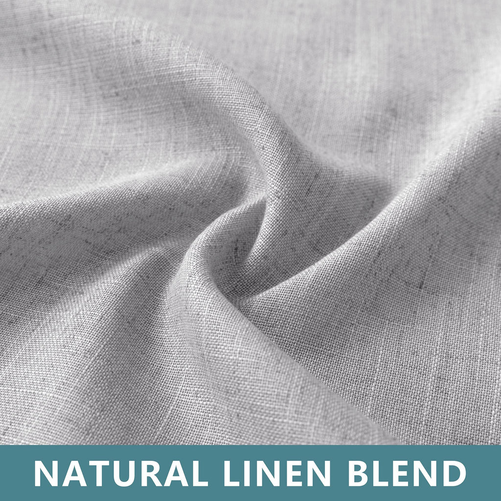 Light Grey Curtains 45 Inch Length For Kitchen Door 2 Panels Pair Set Tab Top Modern Farmhouse Flax Linen Semi Sheer Cafe Short Tier Curtains For Bathroom Small Windows Basement Dove Gray Silver 52X45