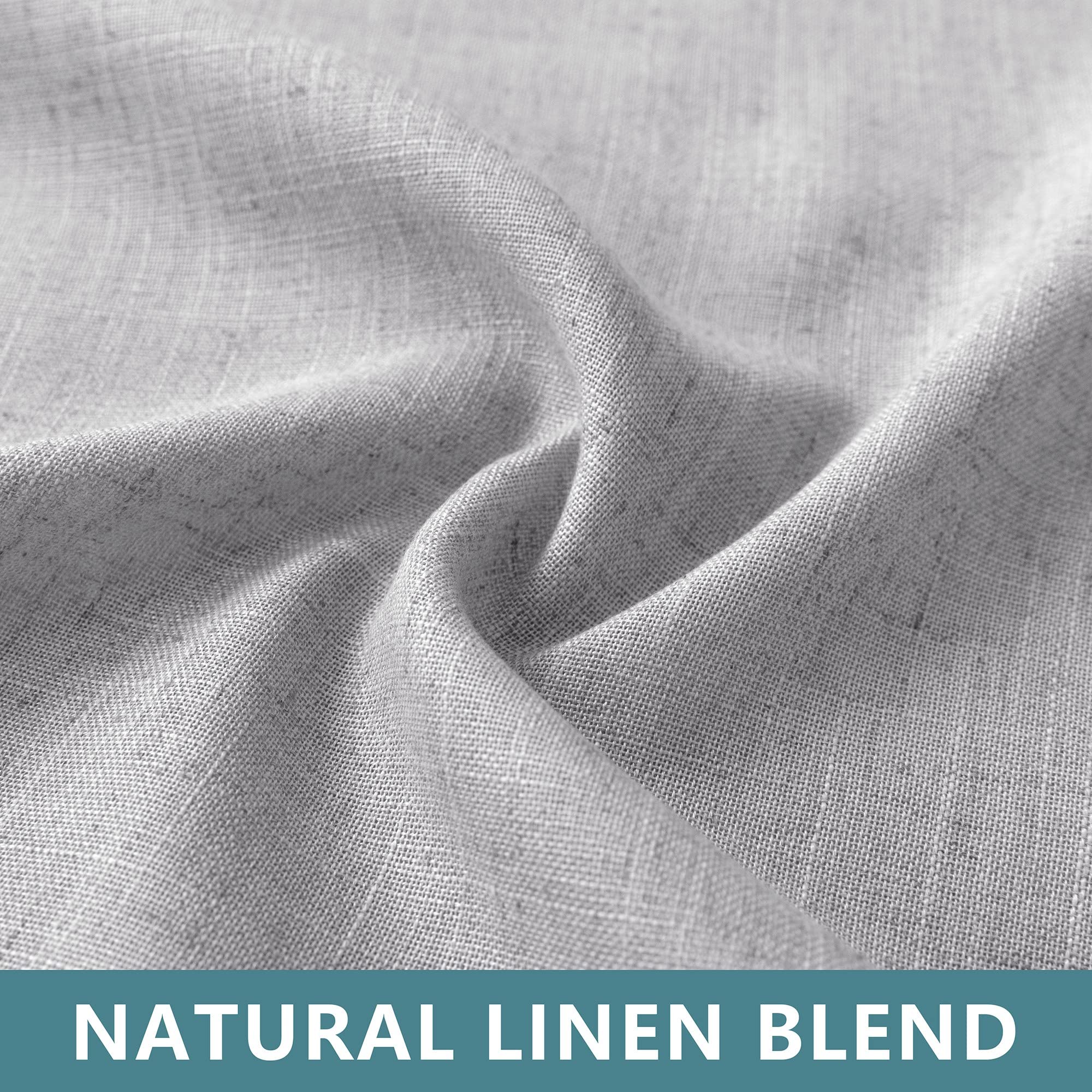 Light Grey Curtains 45 Inch Length For Kitchen Door 2 Panels Pair Set Tab Top Modern Farmhouse Flax Linen Semi Sheer Cafe Short Tier Curtains For Bathroom Small Windows Basement Dove Gray Silver 52X45