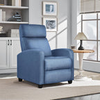 Yaheetech Fabric Recliner Chair Sofa Ergonomic Adjustable Single Sofa With Thicker Seat Cushion Modern Home Theater Seating For Living Room Light Blue