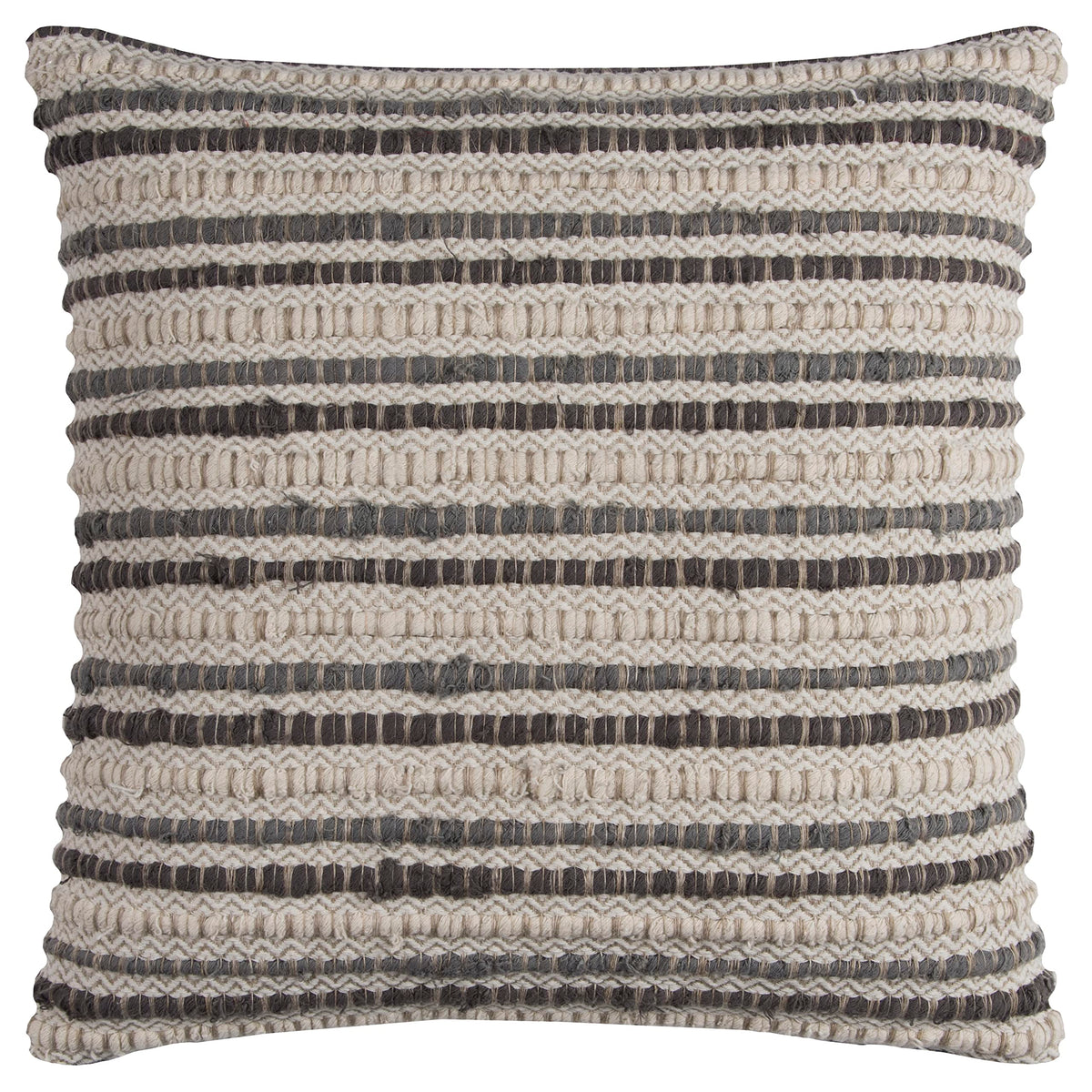 Rizzy Home | T11560 | Poly Fill Decorative Pillow | 20"x20" Gray/Neutral/White Stripe