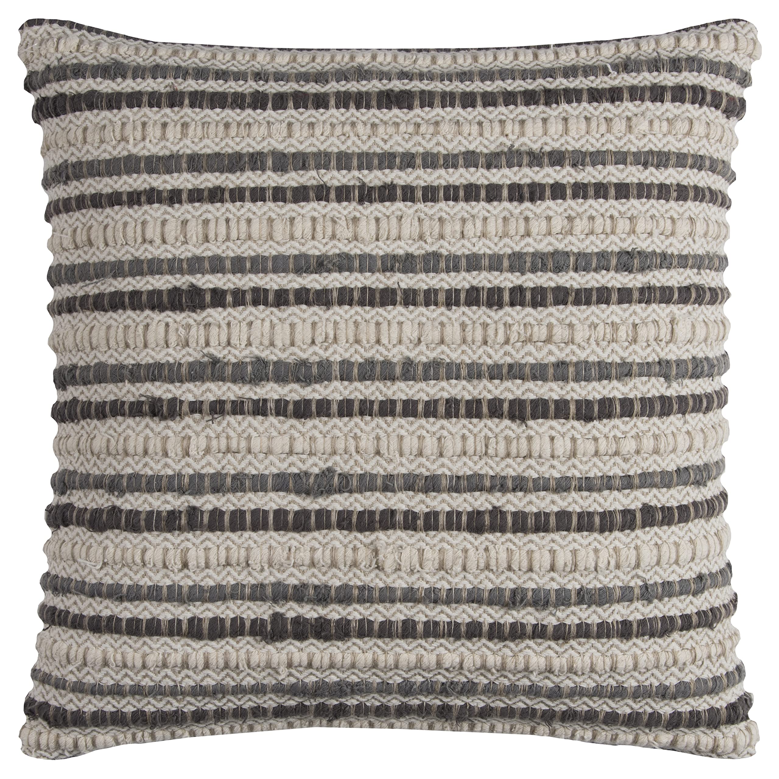 Rizzy Home | T11560 | 20"x20" Gray/Neutral/White Decorative Pillow | Cover Only
