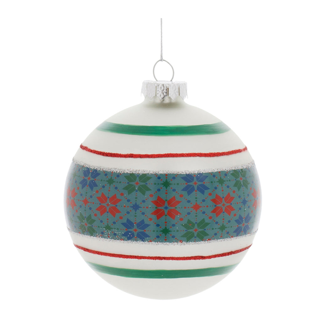 Melrose Ball Ornament, Christmas, 4”D, Glass