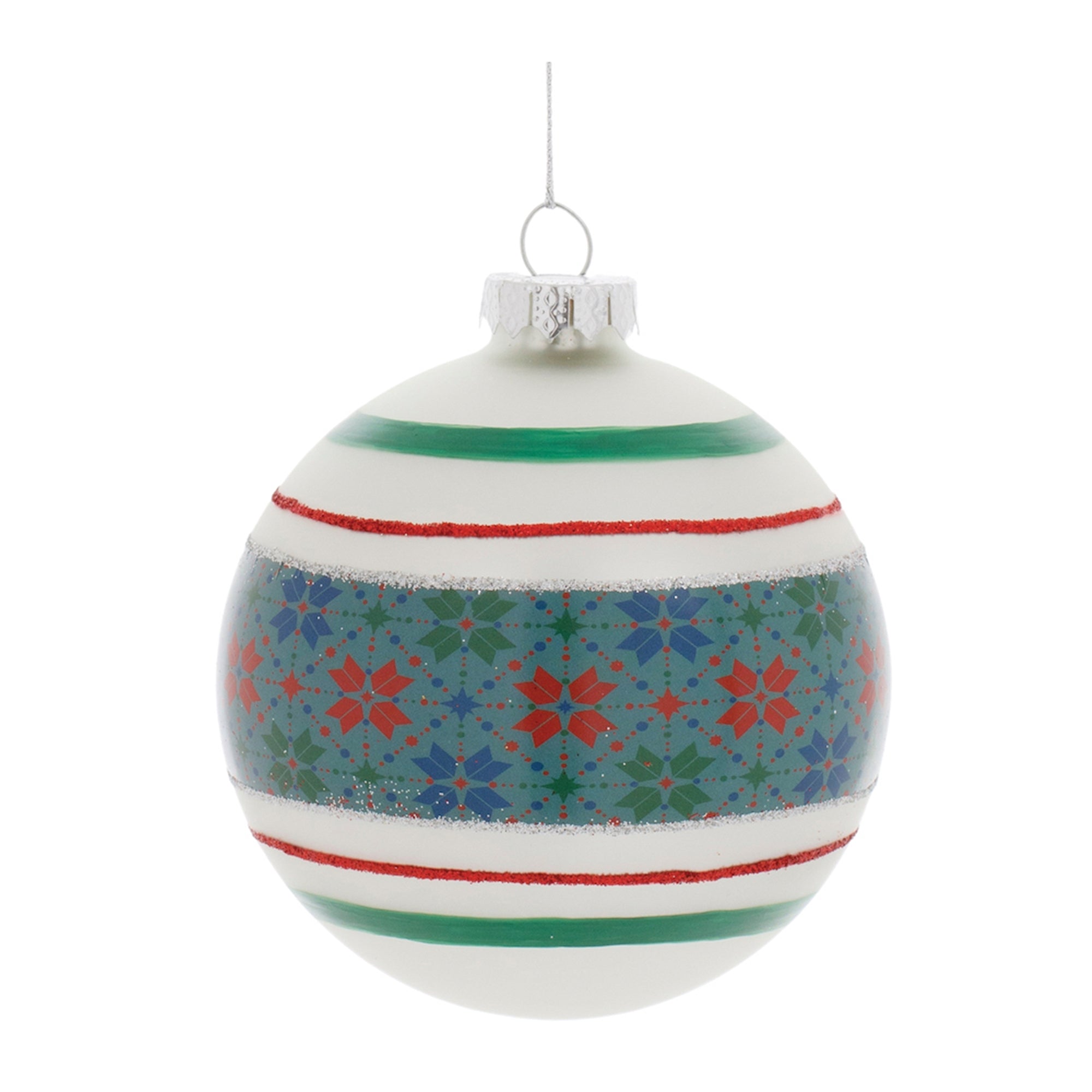 Melrose Ball Ornament, Christmas, 4”D, Glass