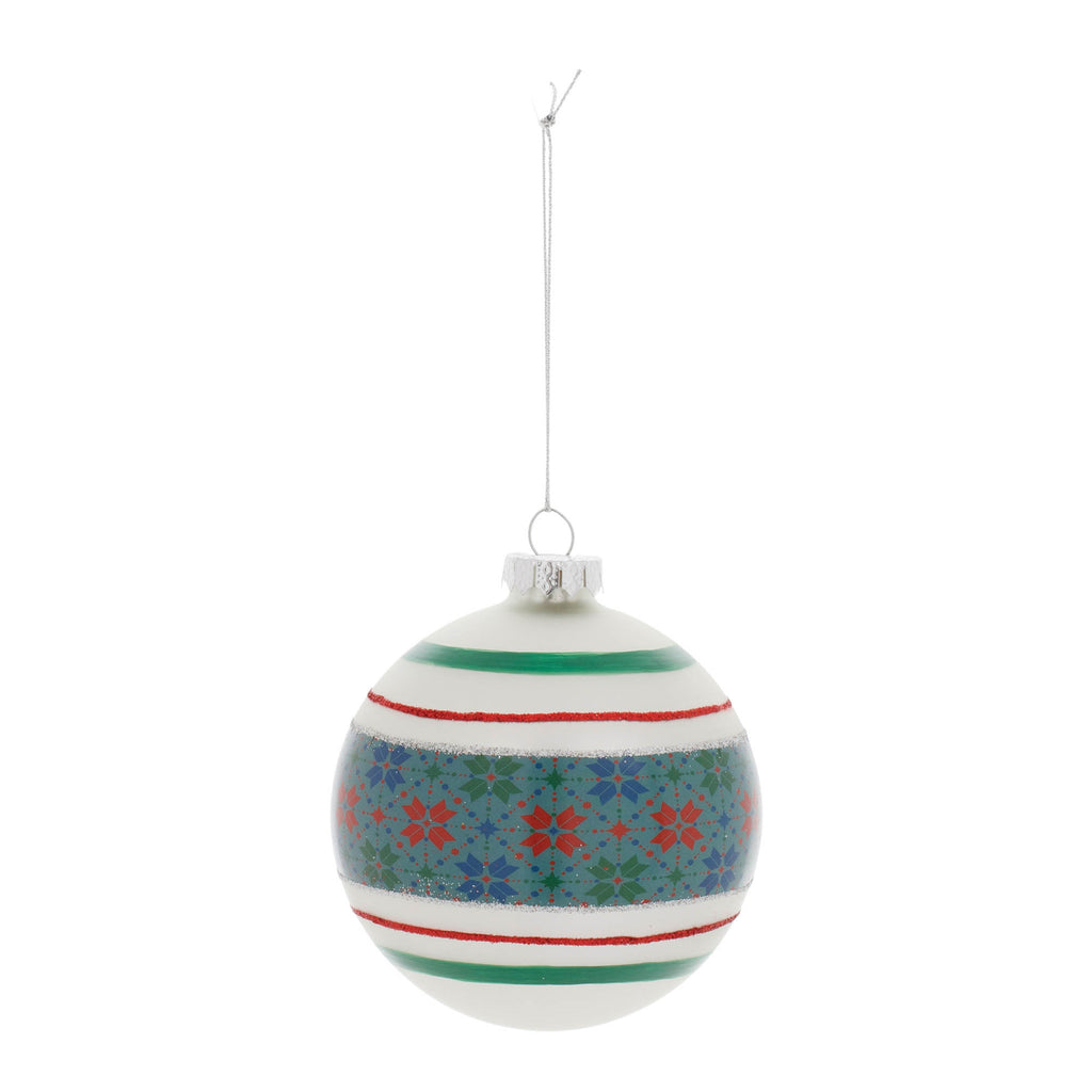 Melrose Ball Ornament, Christmas, 4”D, Glass