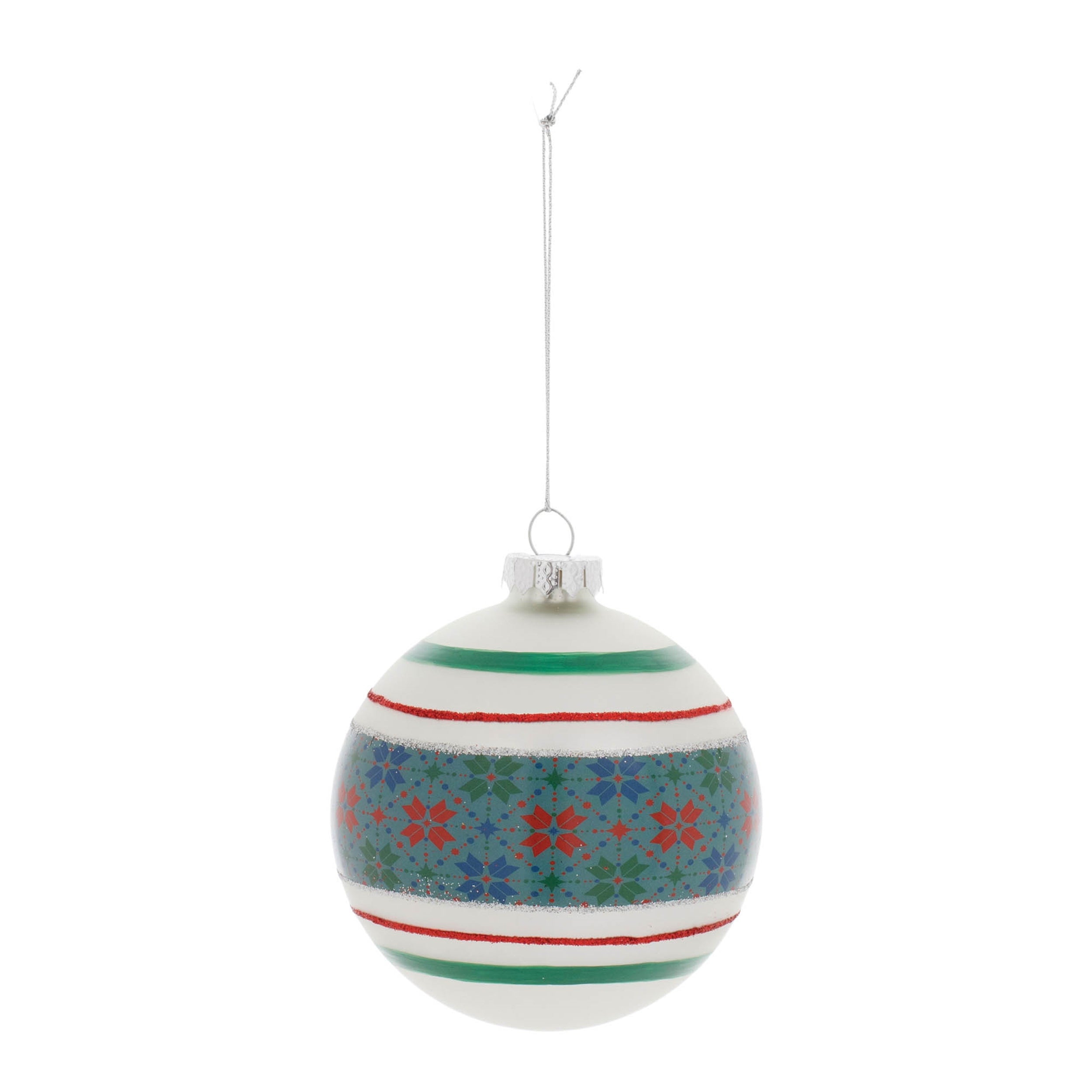 Melrose Ball Ornament, Christmas, 4”D, Glass