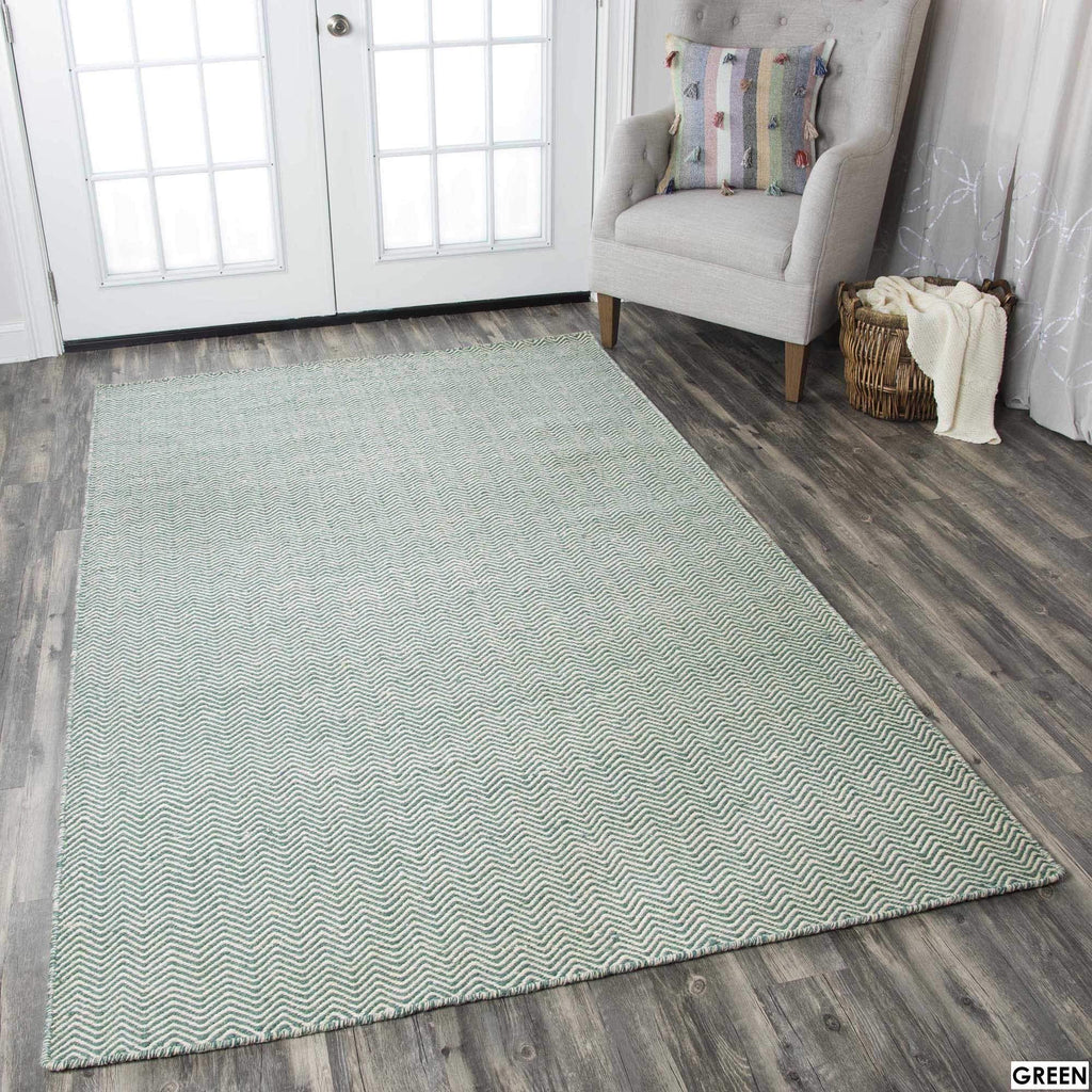 Rizzy Home | Tw2966 | Twist Collection | Wool Area Rug | 3' X 5' | Black/Off White Chevron