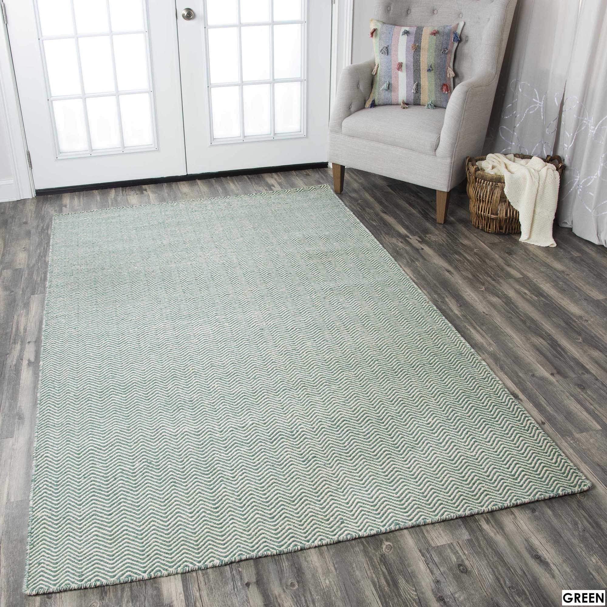 Rizzy Home | Tw2966 | Twist Collection | Wool Area Rug | 3' X 5' | Black/Off White Chevron