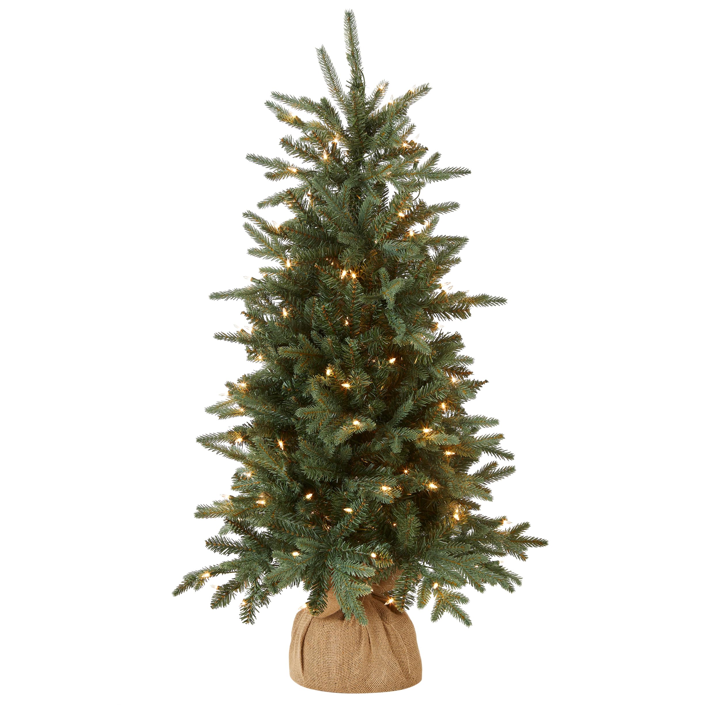 National Tree Company Pre-lit Artificial Mini Christmas Tree | Includes Small Lights and Cloth Bag Base | for Tabletop or Desk |
