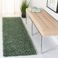 SAFAVIEH August Shag Collection Runner Rug - 2 x 15, Green, Solid Design, Non-Shedding & Easy Care, 1.5-inch Thick Ideal for H