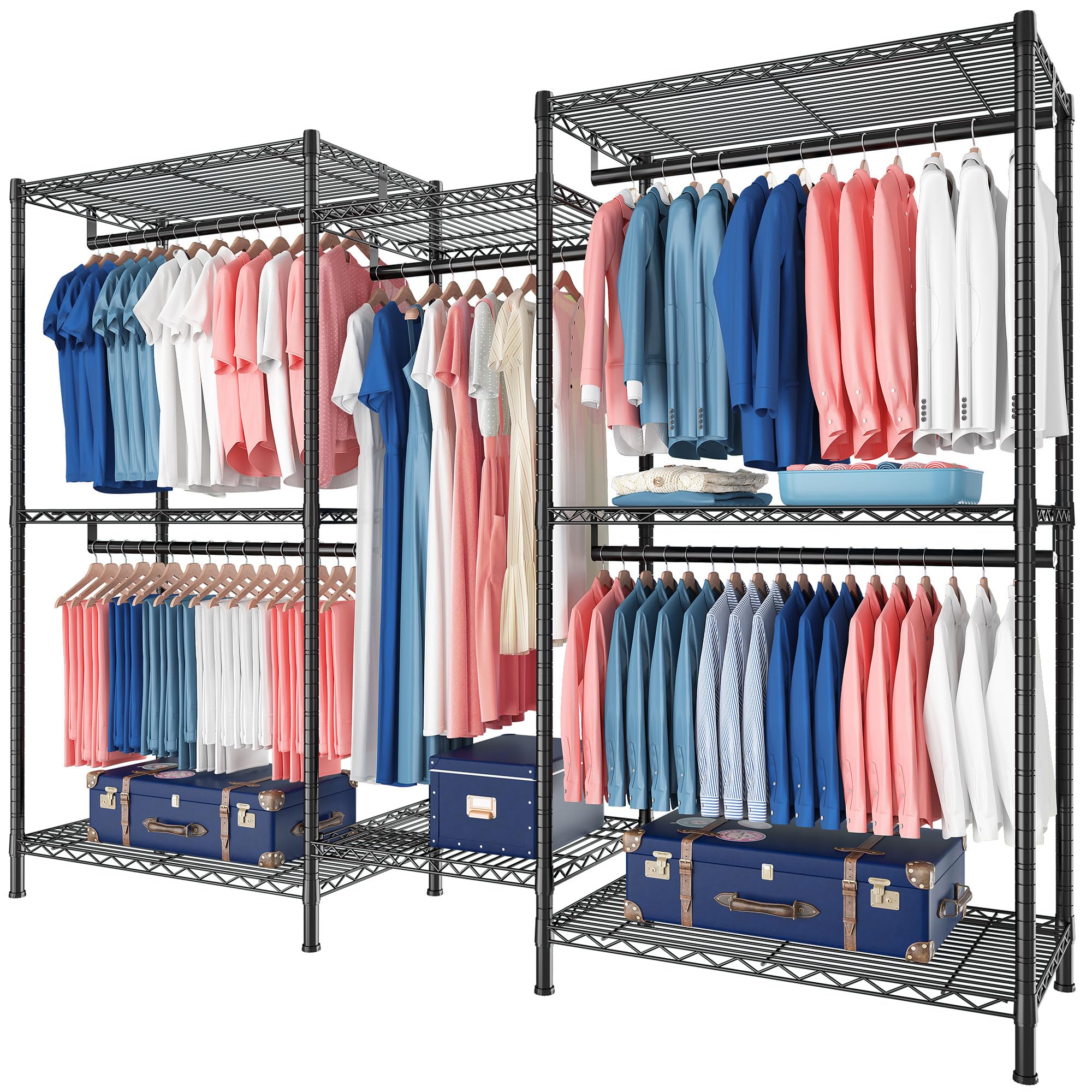 Raybee Clothes Rack Clothing Rack 900 LBS Clothing Racks for Hanging Clothes Heavy Duty Clothes Rack Freestanding Wardrobe Close