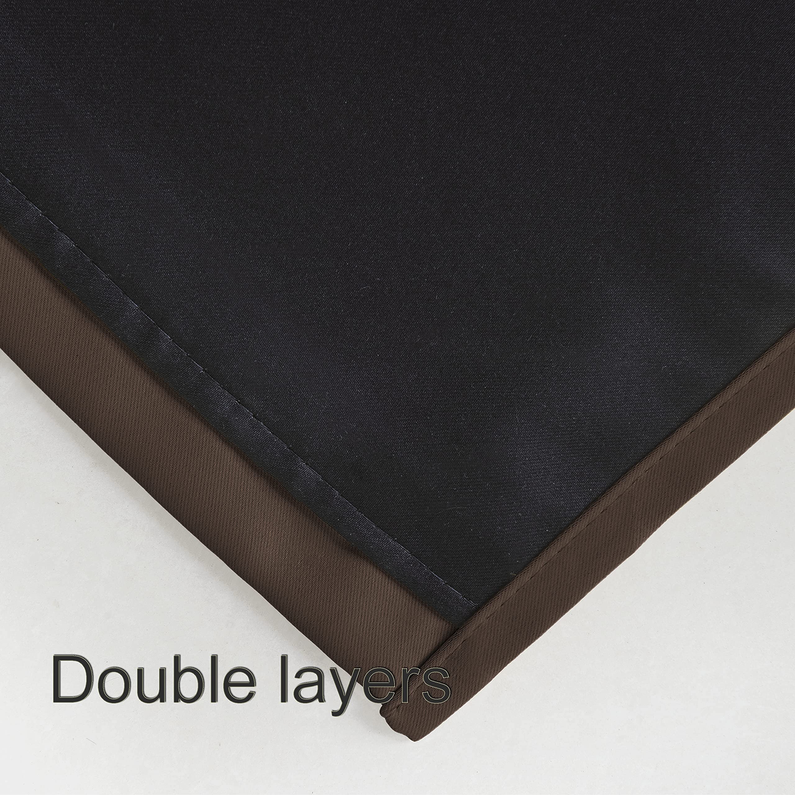 Lemomo 100% Blackout Chocolate Brown Curtains With Black Lining/52 X 63 Inch/Set Of 2 Panels Thermal Insulated Room Darkening Cu