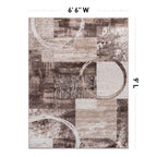 Rugshop Contemporary Abstract Circle Design Soft Area Rug 6' 6'' X 9' Brown