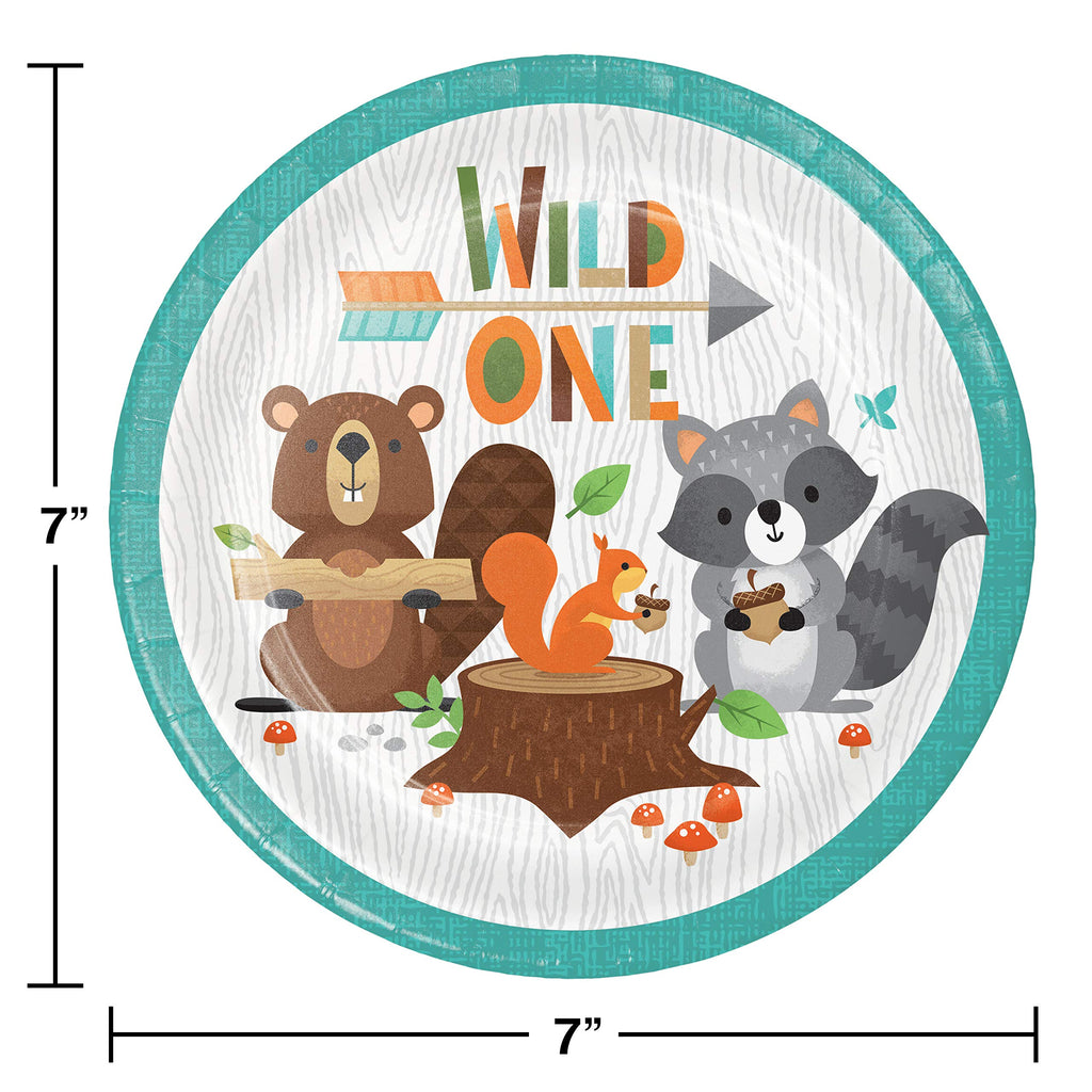 Creative Converting Wild One Woodland Dessert Plates, 8 Ct, Multicolor, 7''''''