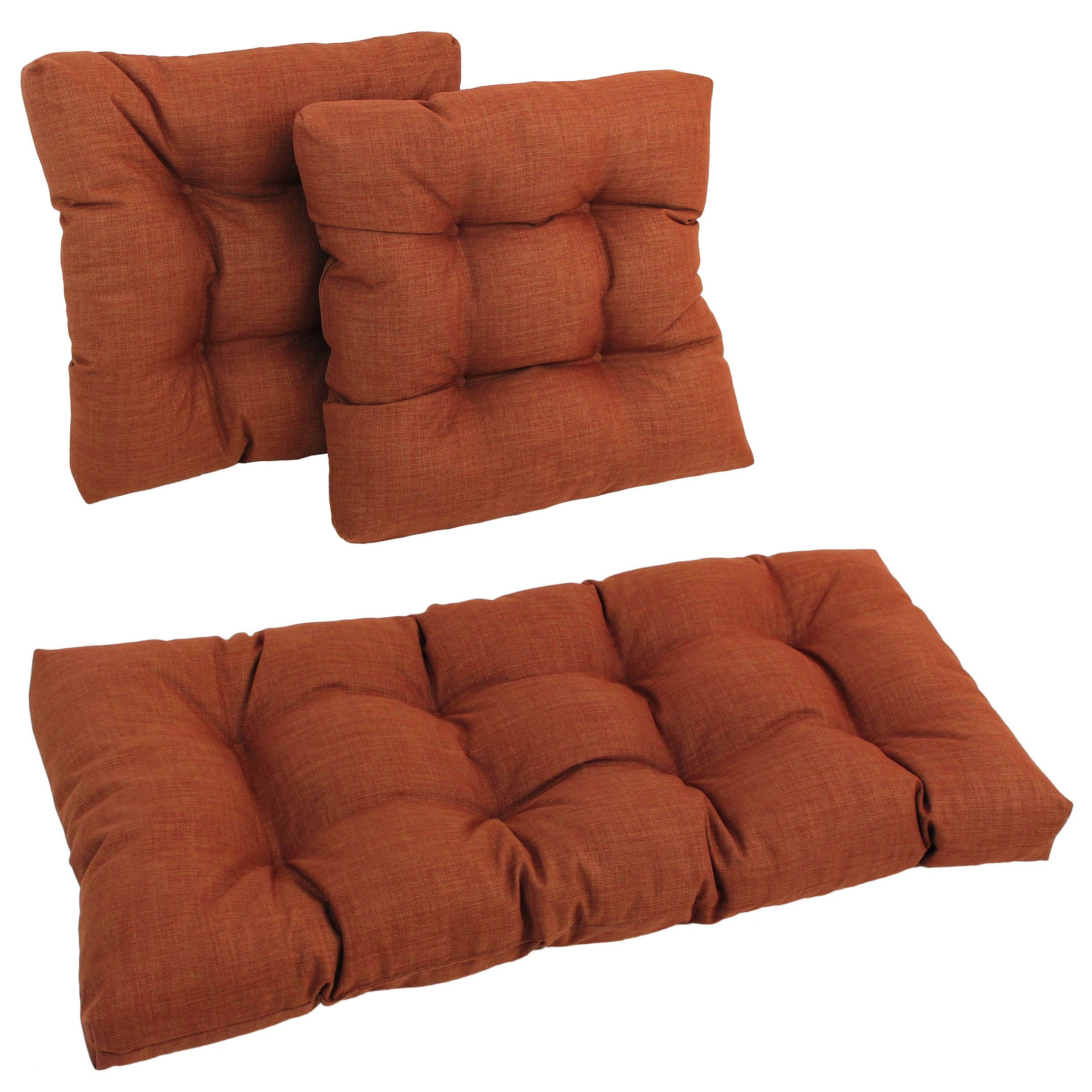 Blazing Needles Indoor/Outdoor Tufted Settee Cushion Set, Cinnamon 3 Count