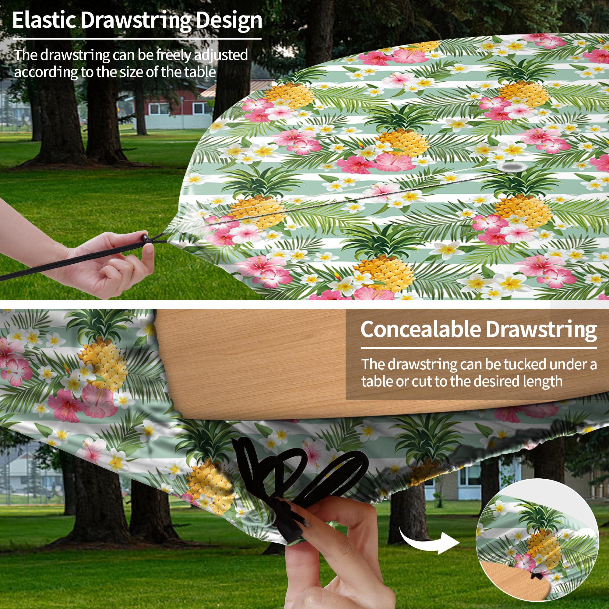 Opstellen Round Tablecloth With Umbrella Hole And Zipper Waterproof Fitted Patio Table Cloth Outdoor Tables Cover Elastic Tablec