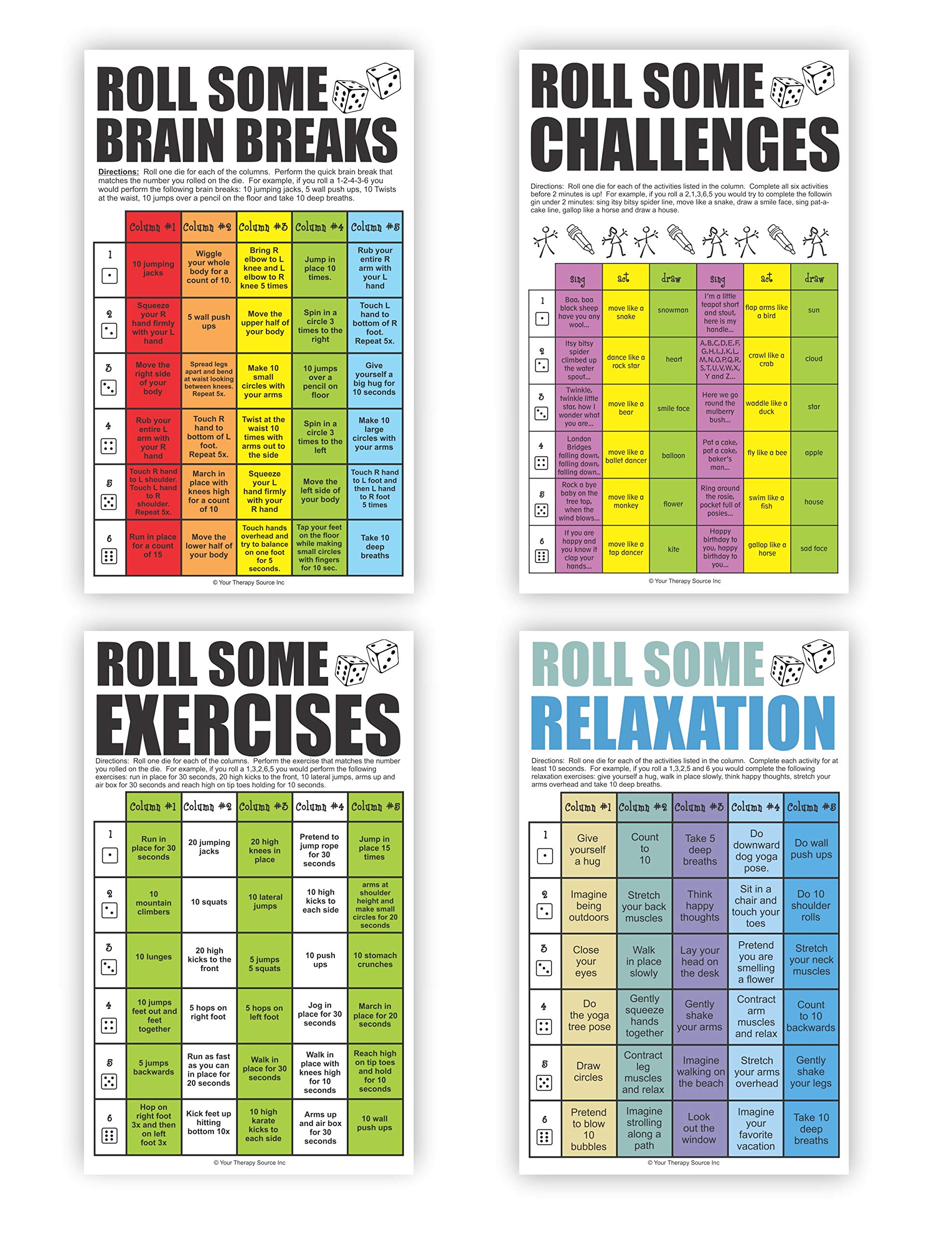 Your Therapy Source Brain Breaks Poster Set For The Classroom - Movement And Learning, Sensory, Indoor Recess, Pe