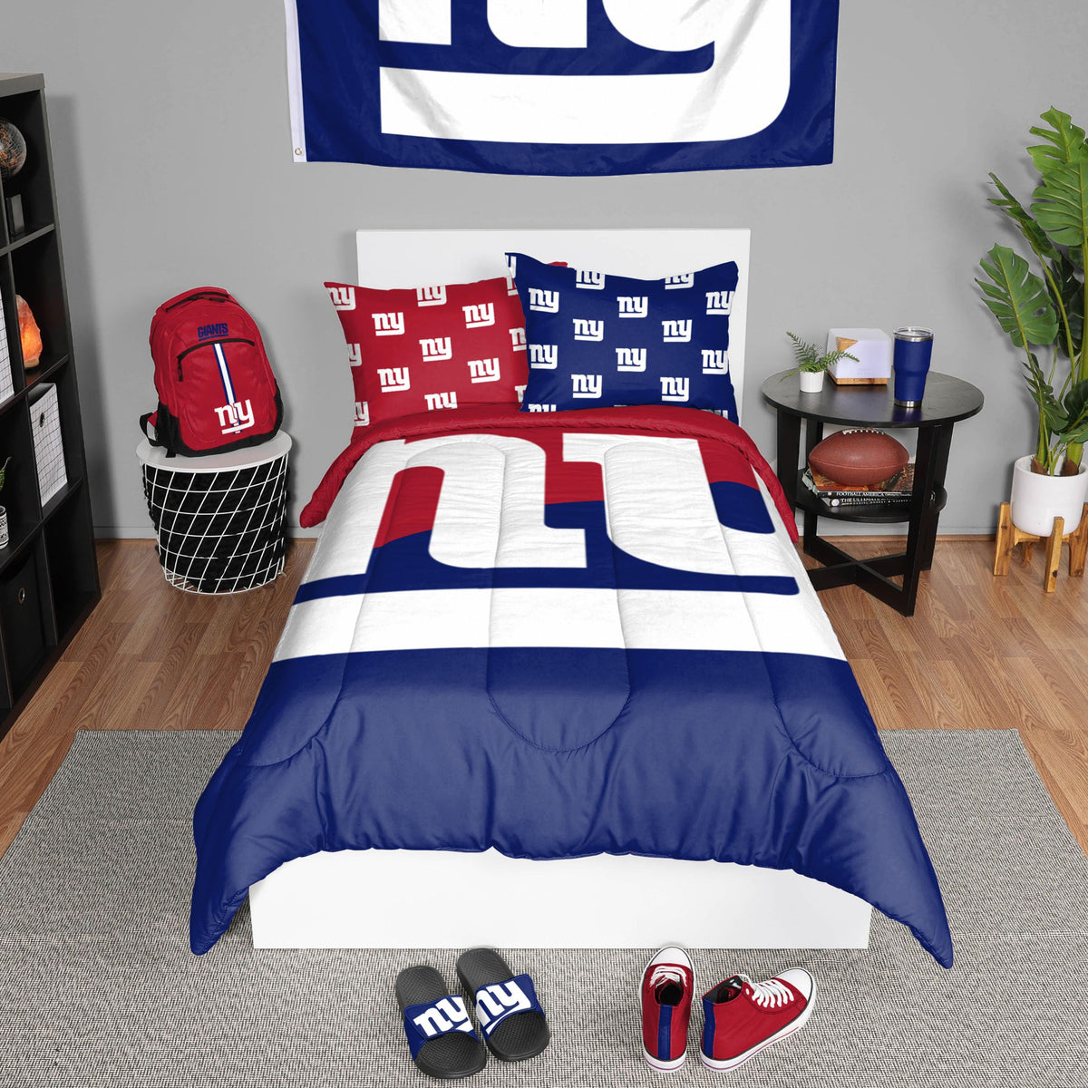 Foco New York Giants Nfl Team Color Bed In A Bag Comforter Bedding 3 Piece Twin Set
