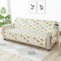 Story@Home Quilted Sofa Cover 4 Seater Fully Covered Microfiber Sofa Cover 4 Seater 175 X 220 Cm Beige & Green Floral Motif Desi