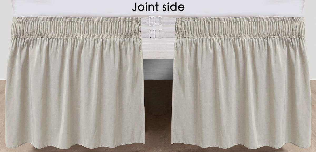 Biscaynebay Wrap Around Bed Skirts For Full & Full Xl Beds 15' Drop, Camel Grey Adjustable Elastic Dust Ruffles Easy Fit Wrinkl