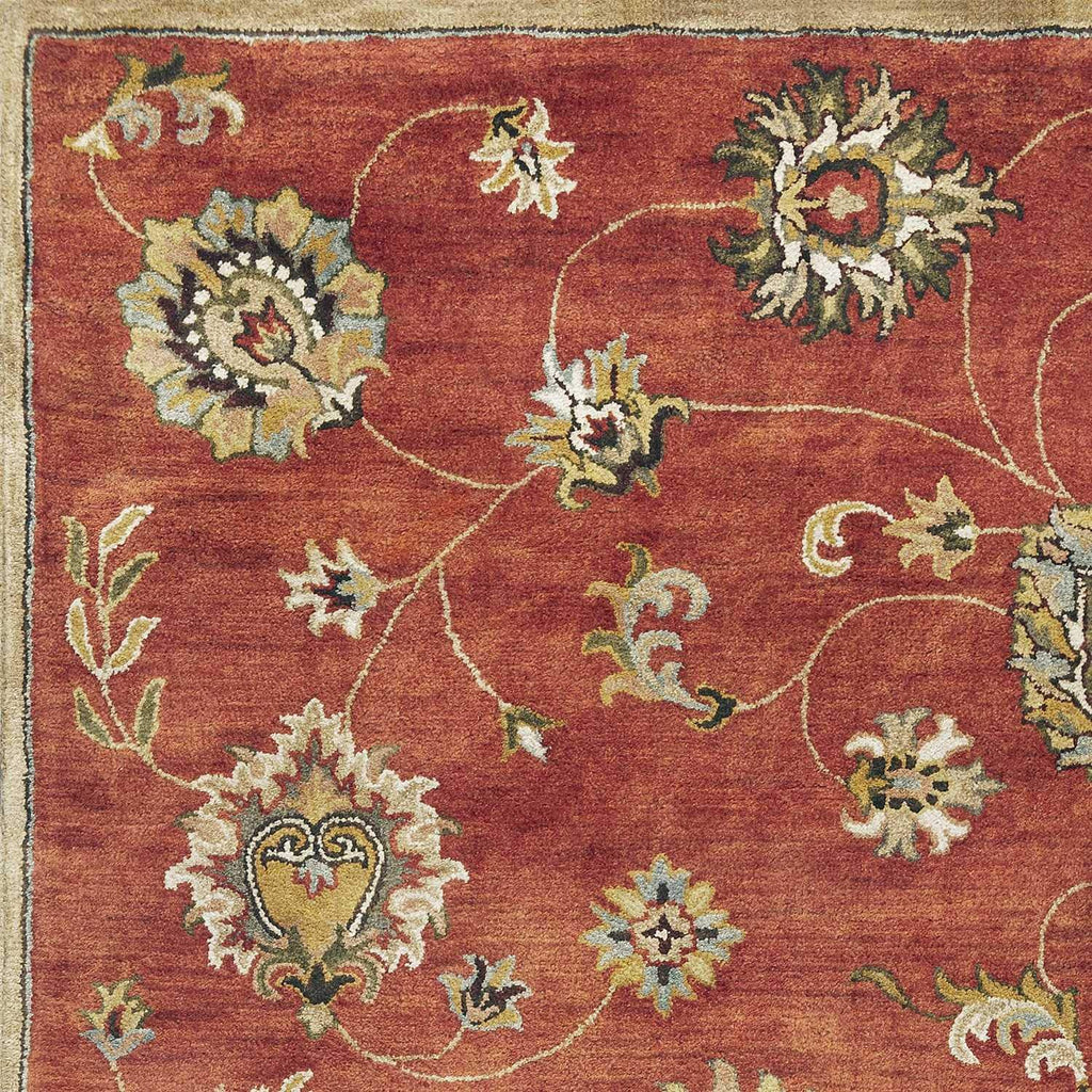 HomeRoots Wool 8'x11' Sienna Orange Hand Tufted Allover Traditional Floral Indoor Area Rug