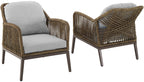 Crosley Furniture Haven 2-Piece Outdoor Chair Set, Wicker Patio Chairs for Conversation, Porch, Deck, Light Brown with Light Gray Cushions