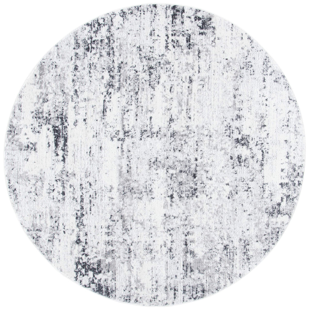 Safavieh Amelia Collection Area Rug - 10' Round, Ivory & Grey, Modern Abstract Design, Non-Shedding & Easy Care, Ideal For High