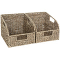 StorageWorks Storage Baskets for Organizing, Wicker Baskets with Built-in Handles, Handwoven Wicker Storage Baskets, Seagrass Wi