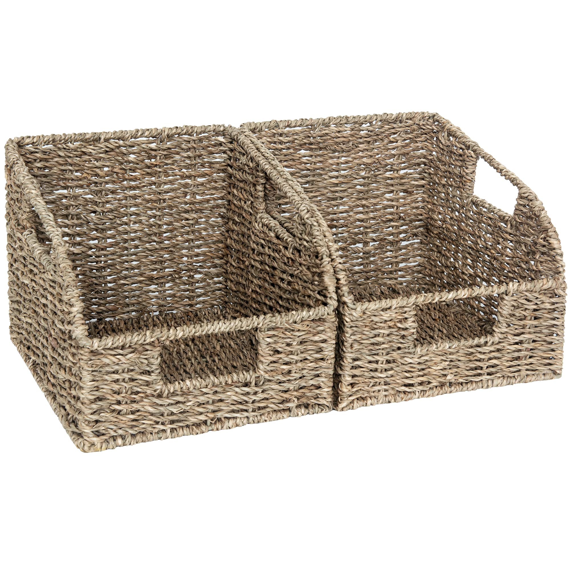 StorageWorks Storage Baskets for Organizing, Wicker Baskets with Built-in Handles, Handwoven Wicker Storage Baskets, Seagrass Wi