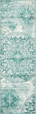 Unique Loom Sofia Collection Area Rug - Grand (2 x 6 7 Runner, Turquoise/ Ivory)