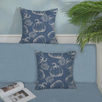 Fall Pillow Covers 18X18 Navy Blue Cream Pumpkin Decor Throw Pillows Case For Couch Maple Leaves Autumn Harvest Thanksgiving Far