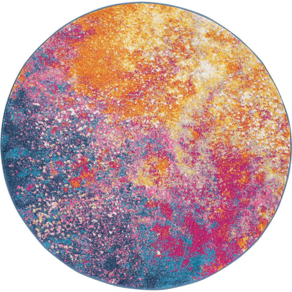 Nourison Passion Sunburst 8' x Round Area-Rug, Modern, Abstract, Easy-Cleaning, Non Shedding, Bed Room, Living Room, Dining Room