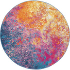 Nourison Passion Sunburst 8' x Round Area-Rug, Modern, Abstract, Easy-Cleaning, Non Shedding, Bed Room, Living Room, Dining Room