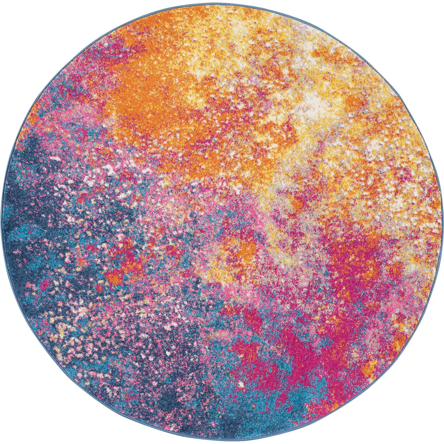 Nourison Passion Sunburst 8' x Round Area-Rug, Modern, Abstract, Easy-Cleaning, Non Shedding, Bed Room, Living Room, Dining Room
