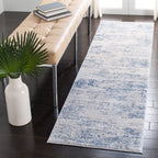 SAFAVIEH Amelia Collection Runner Rug - 2'2'' x 12', Ivory & Blue, Modern Abstract Design, Non-Shedding & Easy Care, Ideal for H