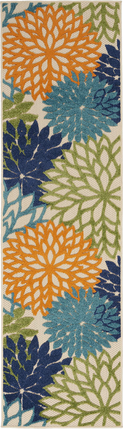 HomeRoots Multicolor 100% Polypropylene 2’ x 10' Orange Floral Outdoor Runner Rug