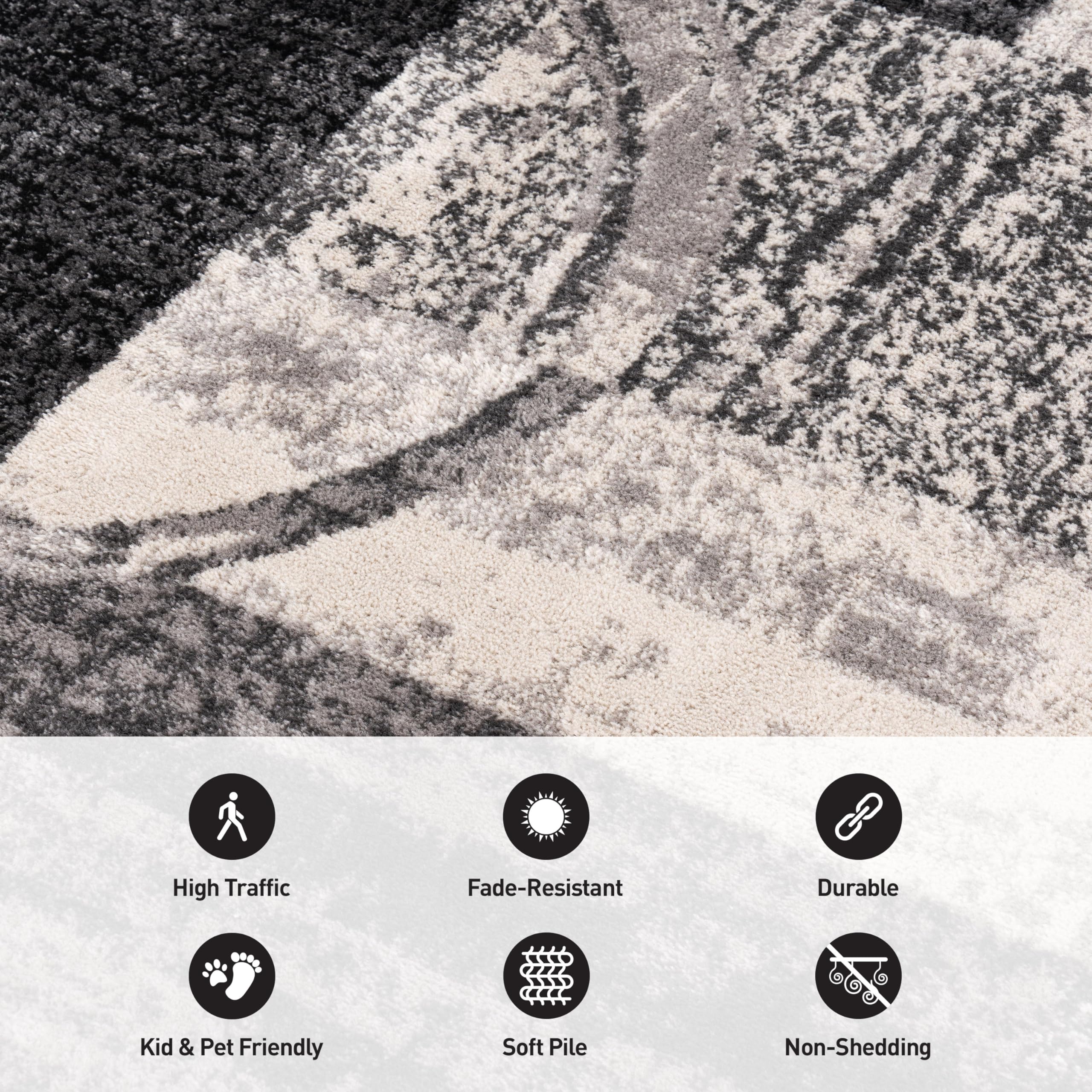 Rugshop Contemporary Abstract Circle Design Soft Area Rug 2' X 3' Cream