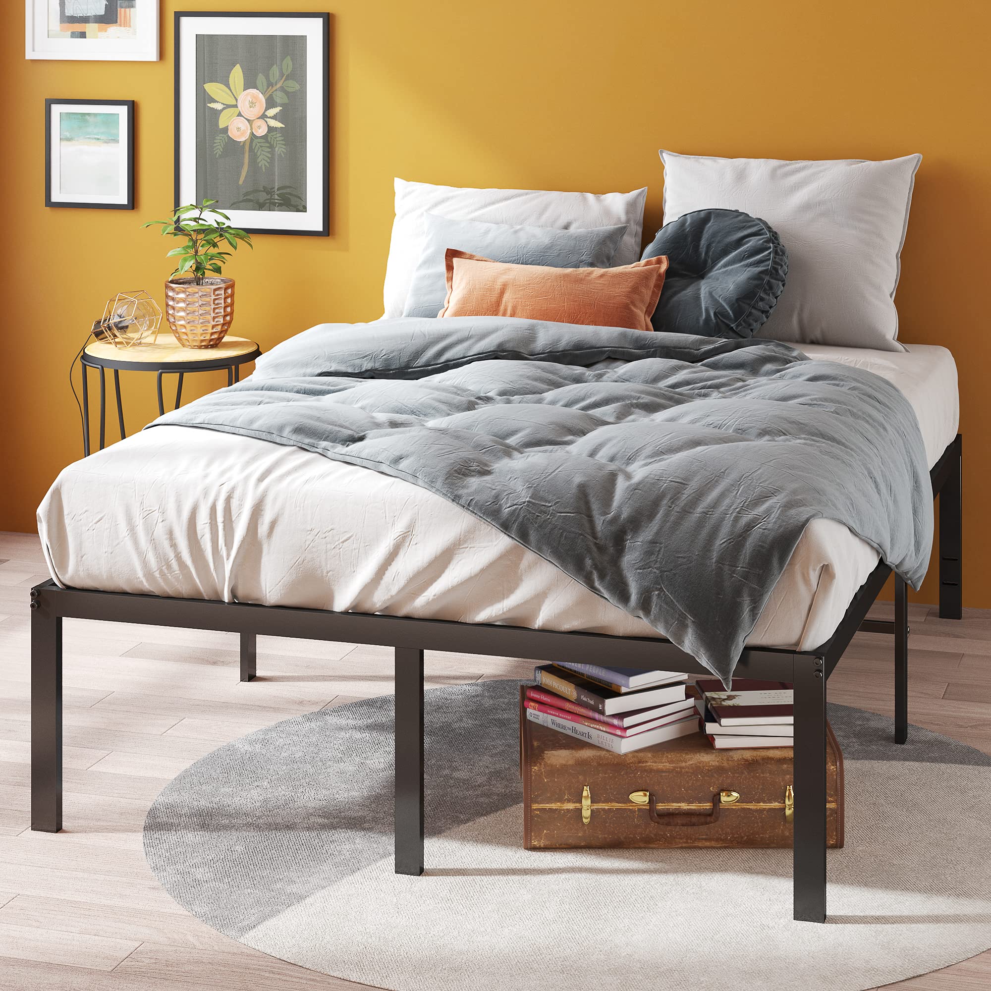 ZINUS Yelena 18 Inch Queen Metal Platform Bed Frame, Steel Slat Support, No Box Spring Needed, Easy Assembly