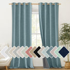 Nicetown 100% Absolutely Blackout Linen Curtains With Thermal Insulated White Liner, Skylark Blue, 52 Inches Wide, 90 Inches Length Energy Saving Curtains For Living Room 2 Panels Set, Vertical Blinds