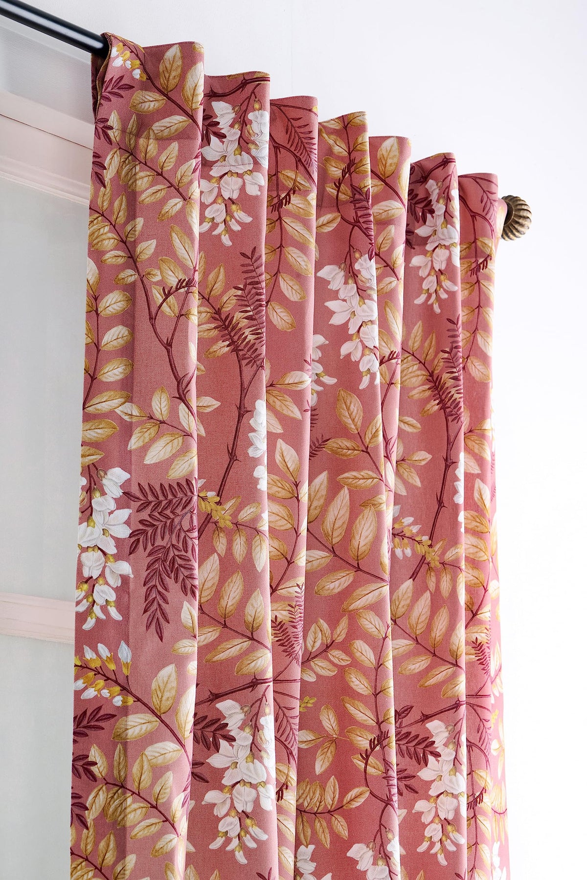 Maison D' Hermine 100% Cotton Curtain Feuillage Cameo Brown Two Panel Curtains For Living Rooms Bedrooms Offices Tailored With A