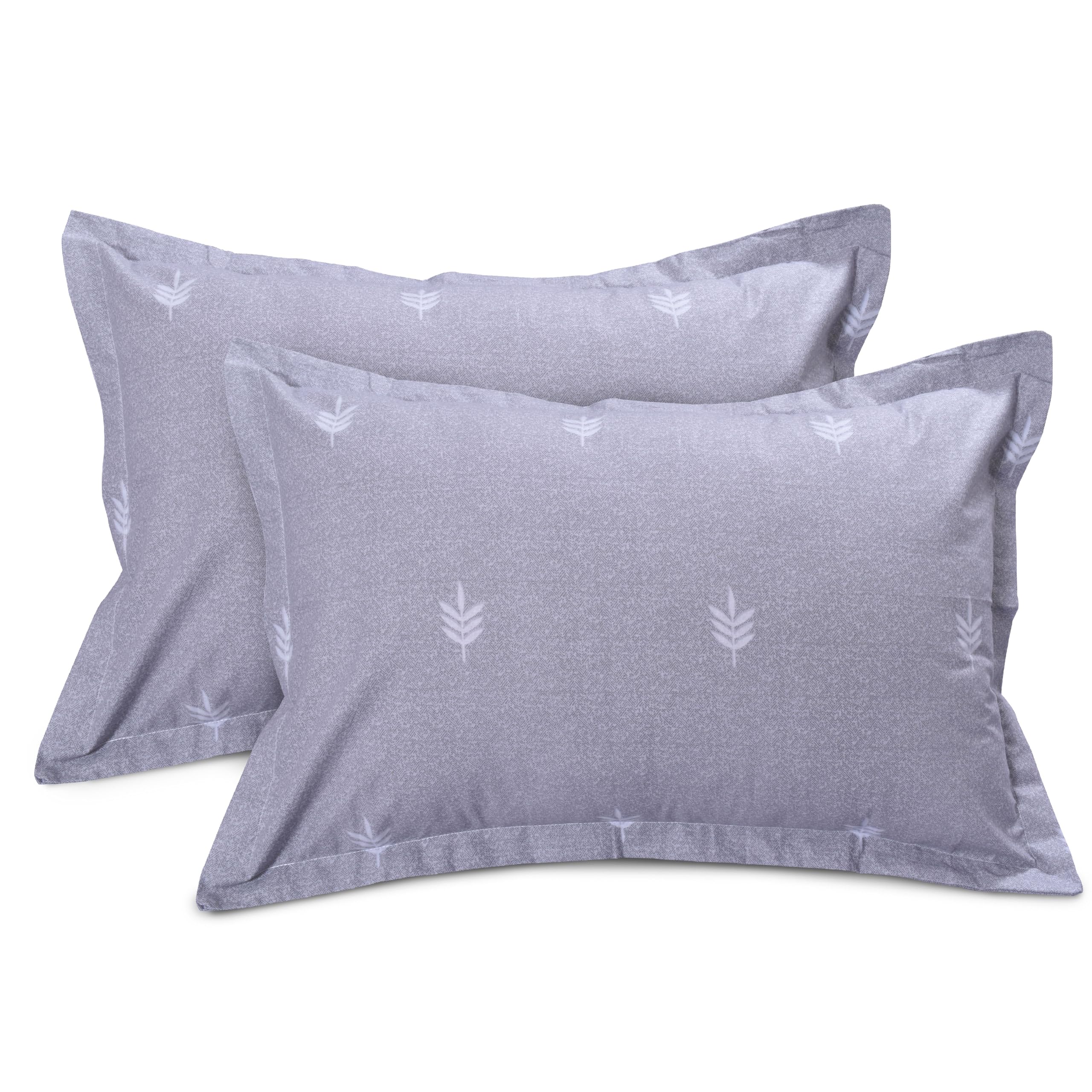 Huesland By Ahmedabad Cotton 144 Tc Cotton Pillow Covers Set Of 2  Seal Grey & White